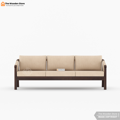 Harrill 3+1+1 Wooden Sofa Set (Walnut Finish)