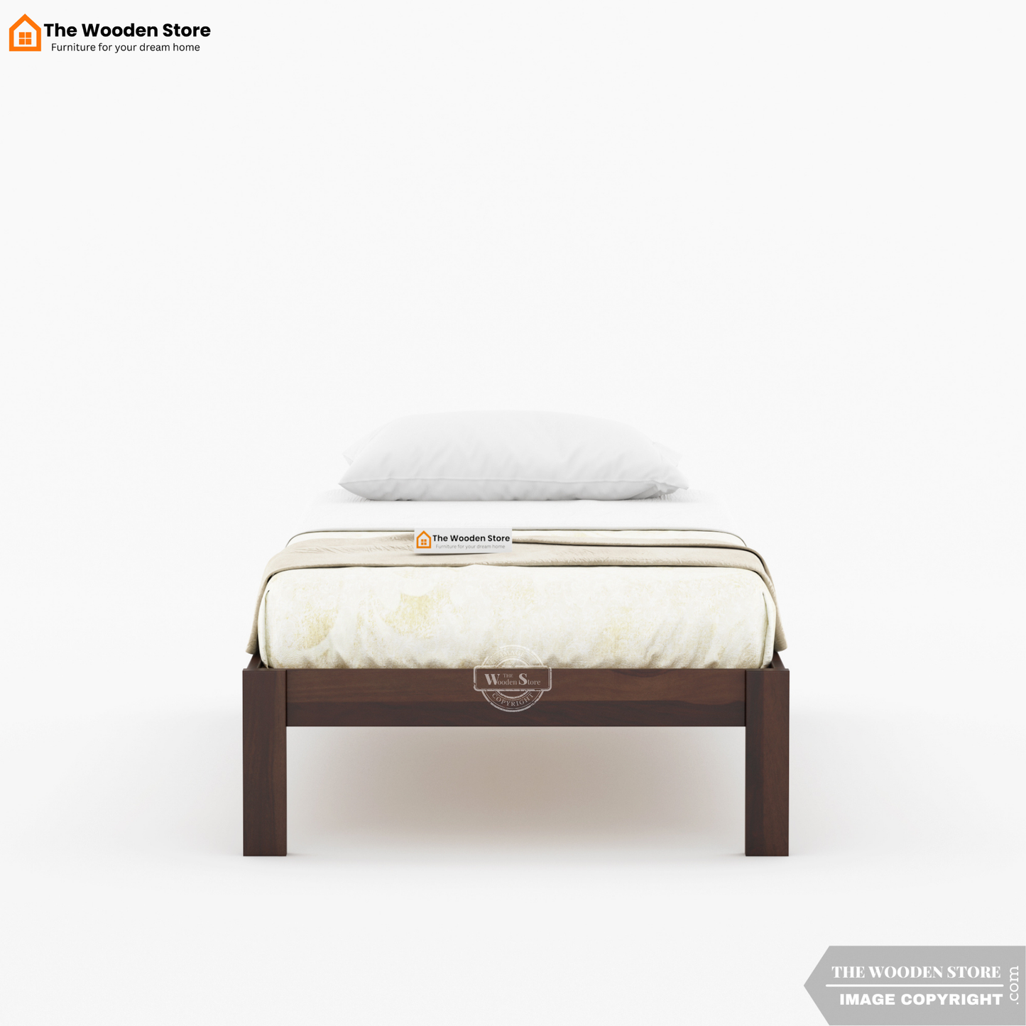 Orwin Single Bed Without Storage (Walnut Finish)