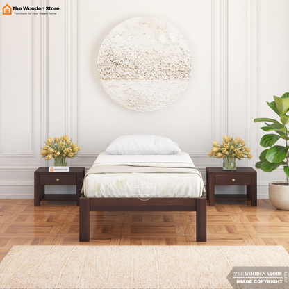Orwin Single Bed Without Storage (Walnut Finish)