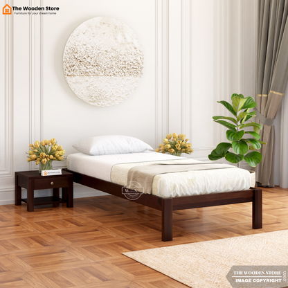 Orwin Single Bed Without Storage (Walnut Finish)