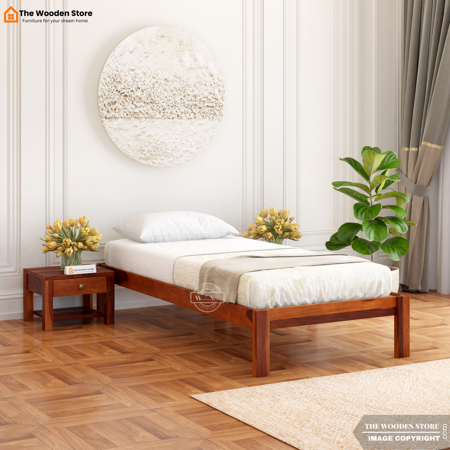 Orwin Single Bed Without Storage (Honey Finish)