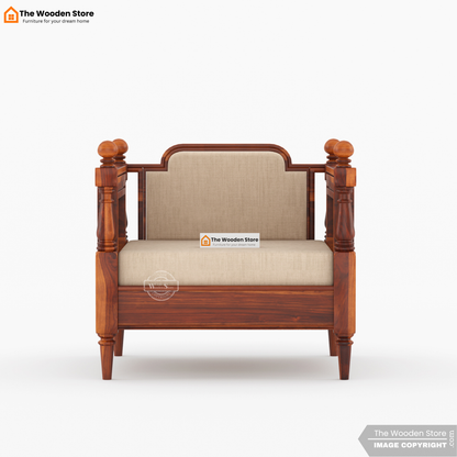 Ventura 3+1+1 Wooden Sofa Set (Honey Finish)