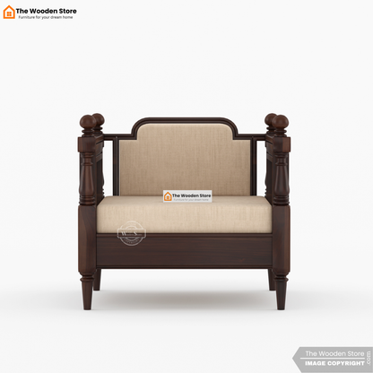 Ventura 3+1+1 Wooden Sofa Set (Walnut Finish)