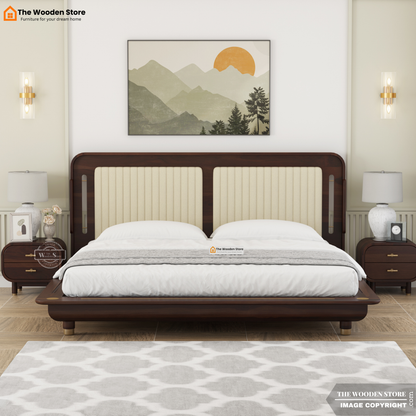 Liam Upholstered Platform Bed without Storage (King Size, Walnut Finish)