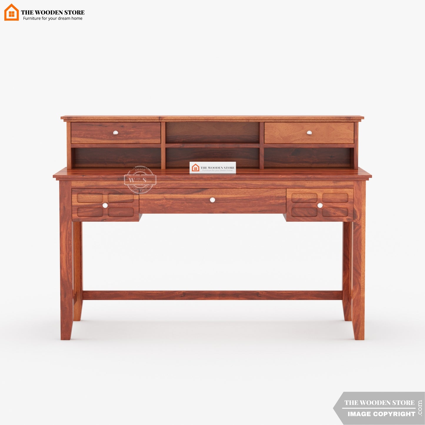 Edvora Computer Table With Drawers (Honey Finish)