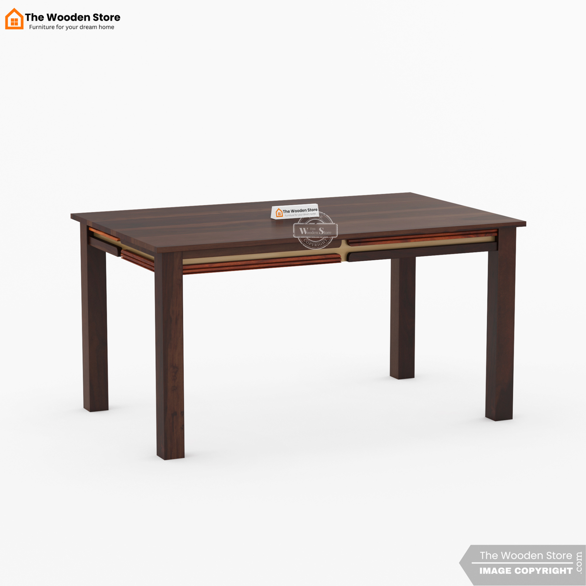 Joevan 6 Seater Dining Table Set (Walnut Finish)