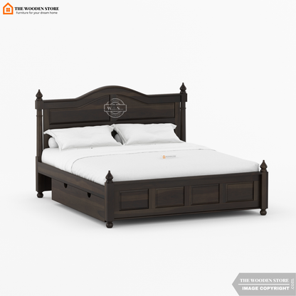 Boonville Bed with Drawer Storage (King Size, Walnut Finish)