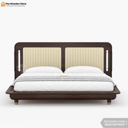 Liam Upholstered Platform Bed without Storage (King Size, Walnut Finish)