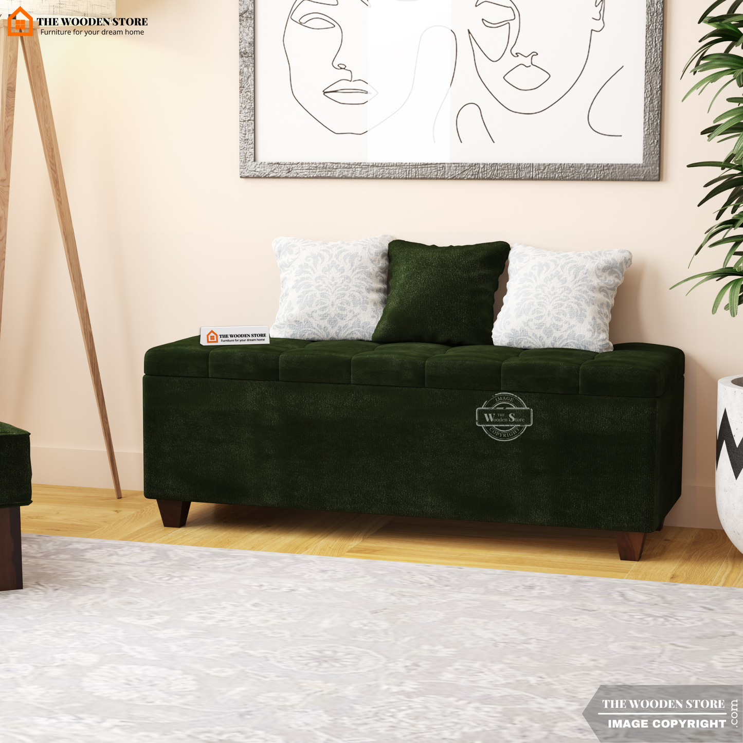 Gayle Bench With Storage (Olive Green)