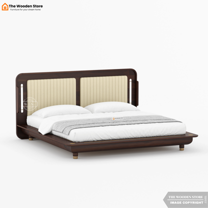 Liam Upholstered Platform Bed without Storage (King Size, Walnut Finish)