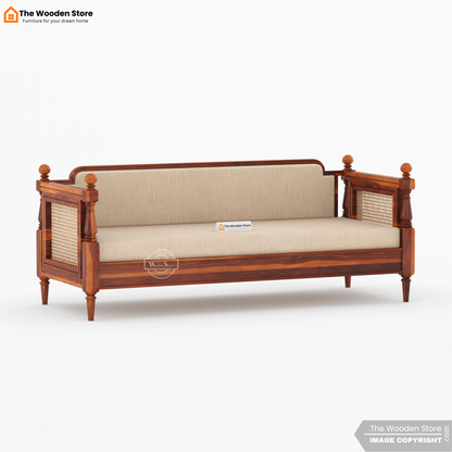 Ventura 3+1+1 Wooden Sofa Set (Honey Finish)