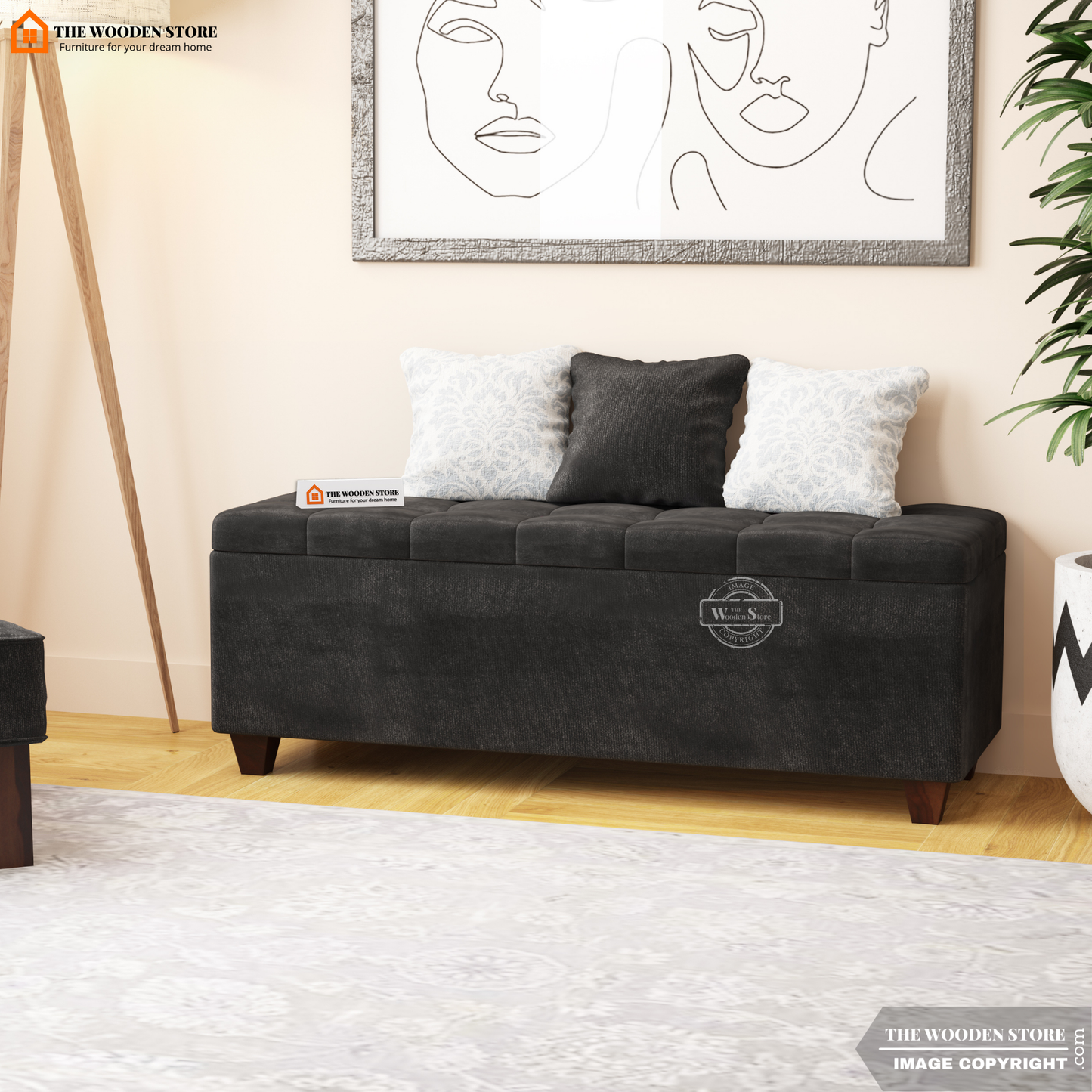 Gayle Bench With Storage (Natural Grey)