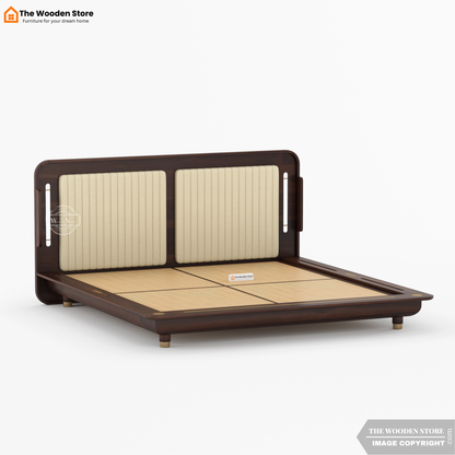 Liam Upholstered Platform Bed without Storage (King Size, Walnut Finish)