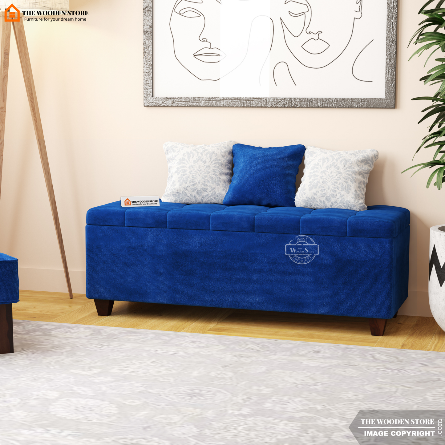 Gayle Bench With Storage (Marine Blue)