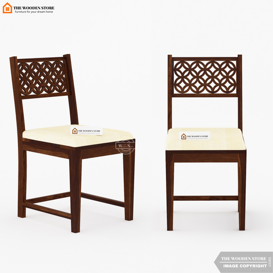 Daffy Dining Chair With Fabric - Set of 2 (Walnut Finish)