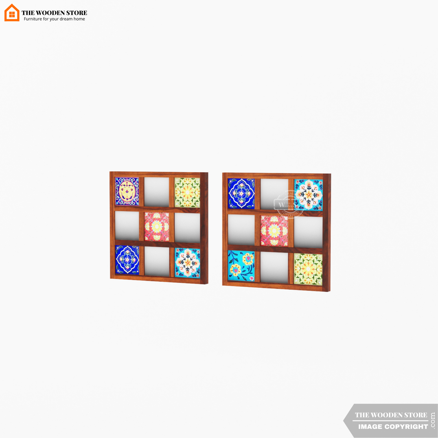 Bohemian Set of 2 Mirror with Frame (Honey Finish)