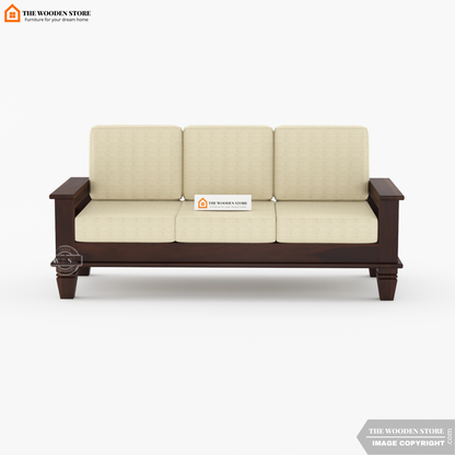 Charlie 3+1+1 Wooden Sofa Set (Walnut Finish)