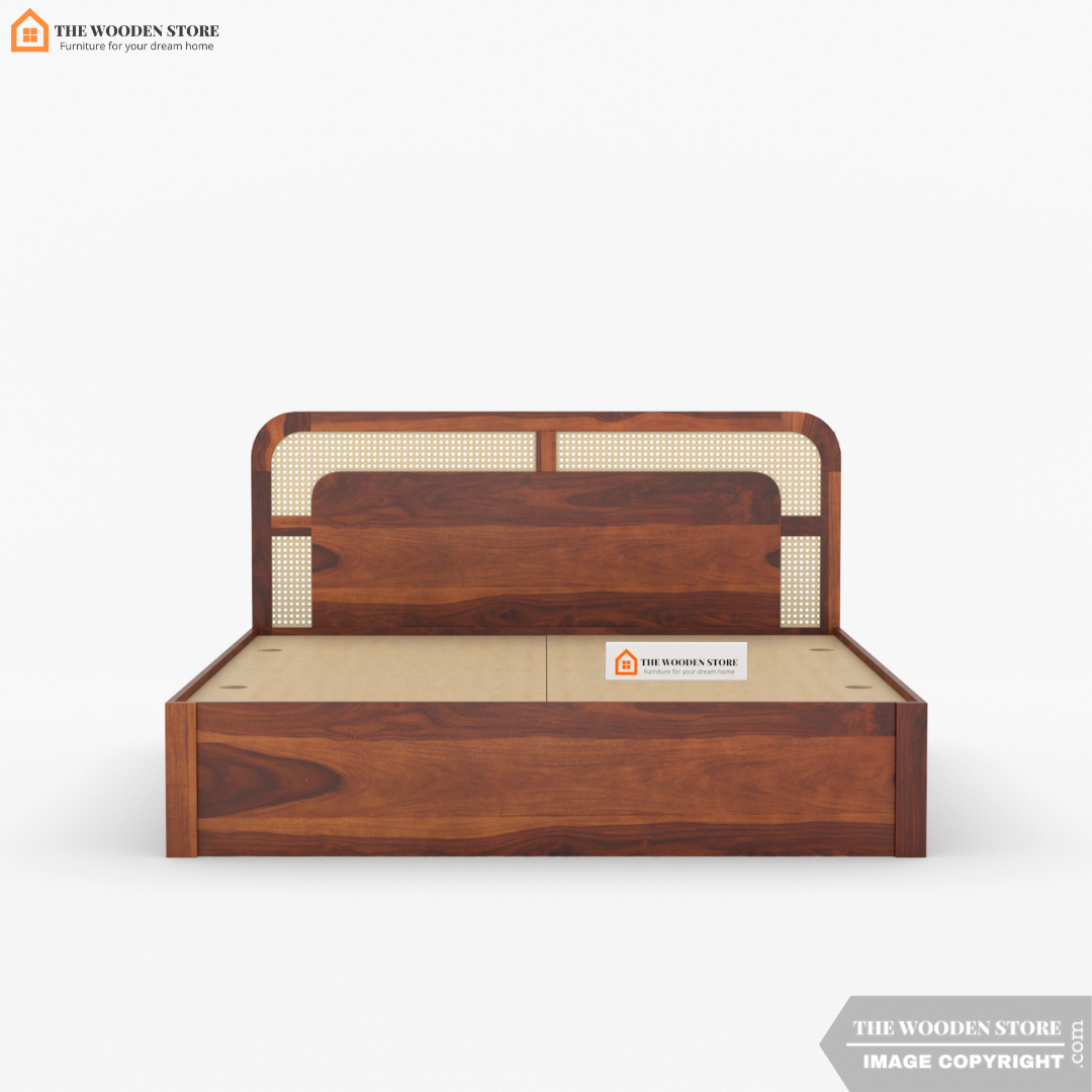Emma Bed with Drawer Storage (King Size, Honey Finish)