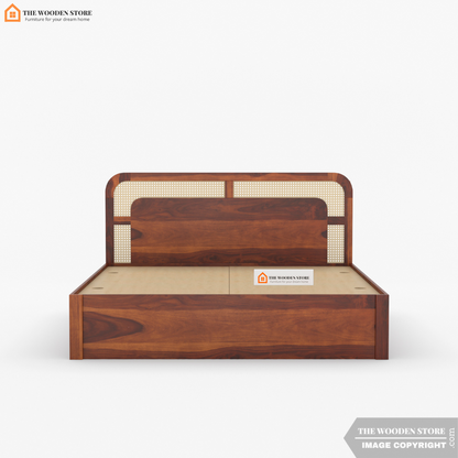 Emma Bed with Drawer Storage (King Size, Honey Finish)