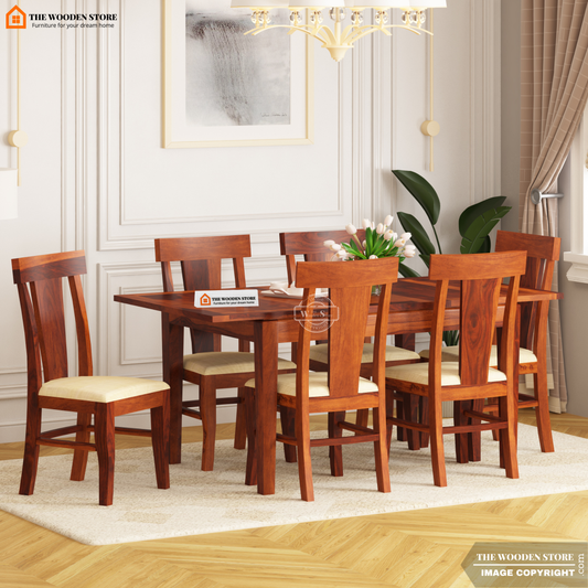 Velma 6 Seater Extendable Dining Set (Honey Finish)