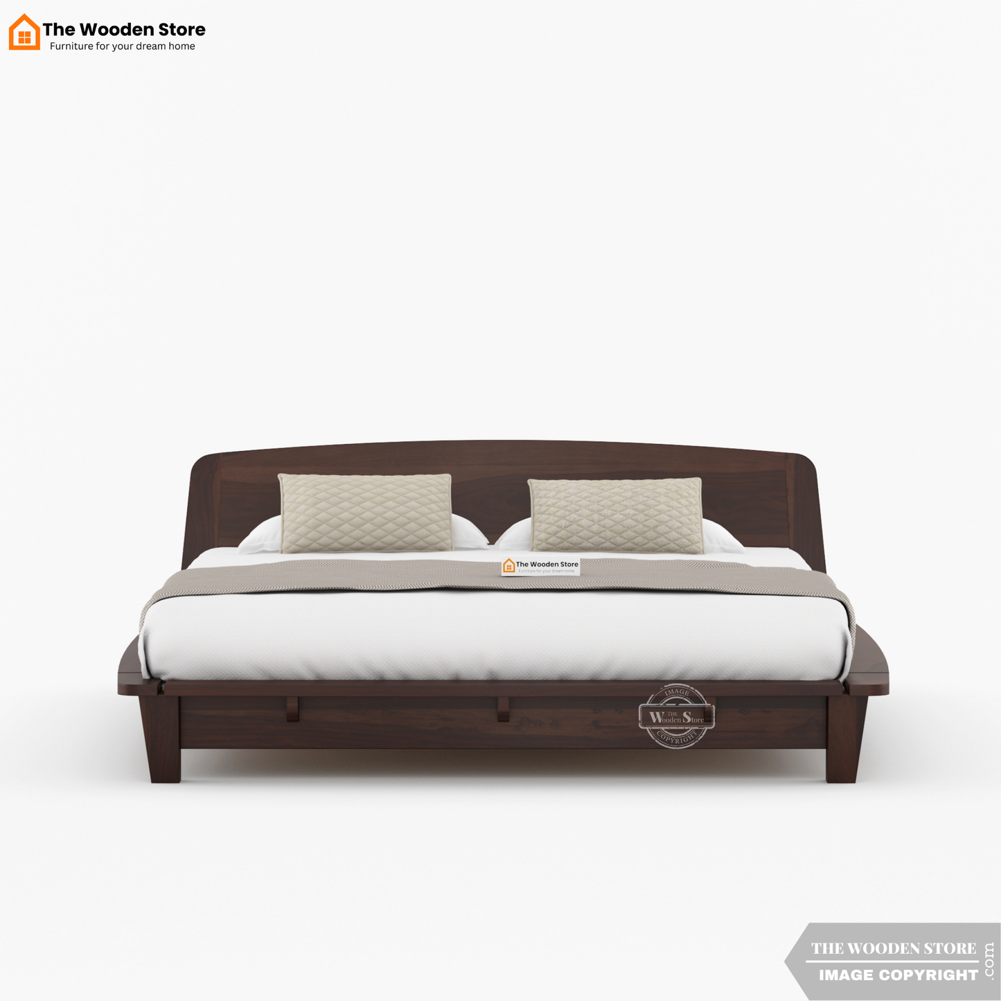 Ashlie Platform Bed without Storage (Queen Size, Walnut Finish)