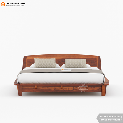 Ashlie Platform Bed without Storage (King Size, Honey Finish)