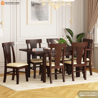 Velma 6 Seater Extendable Dining Set (Walnut Finish)