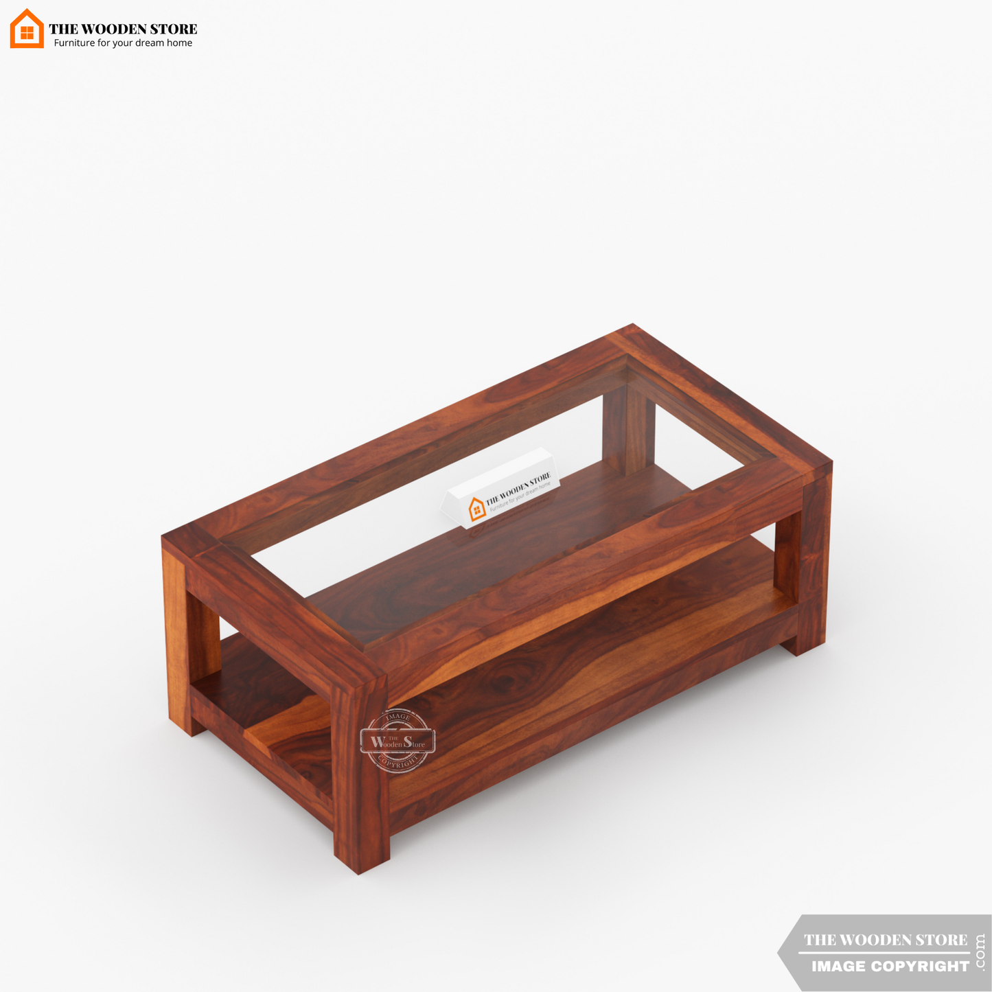 Cove Glass Top Coffee Table (Honey Finish)