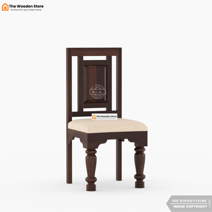 Royal Brass and Tiles 6 Seater Dining Table Set (Walnut Finish)