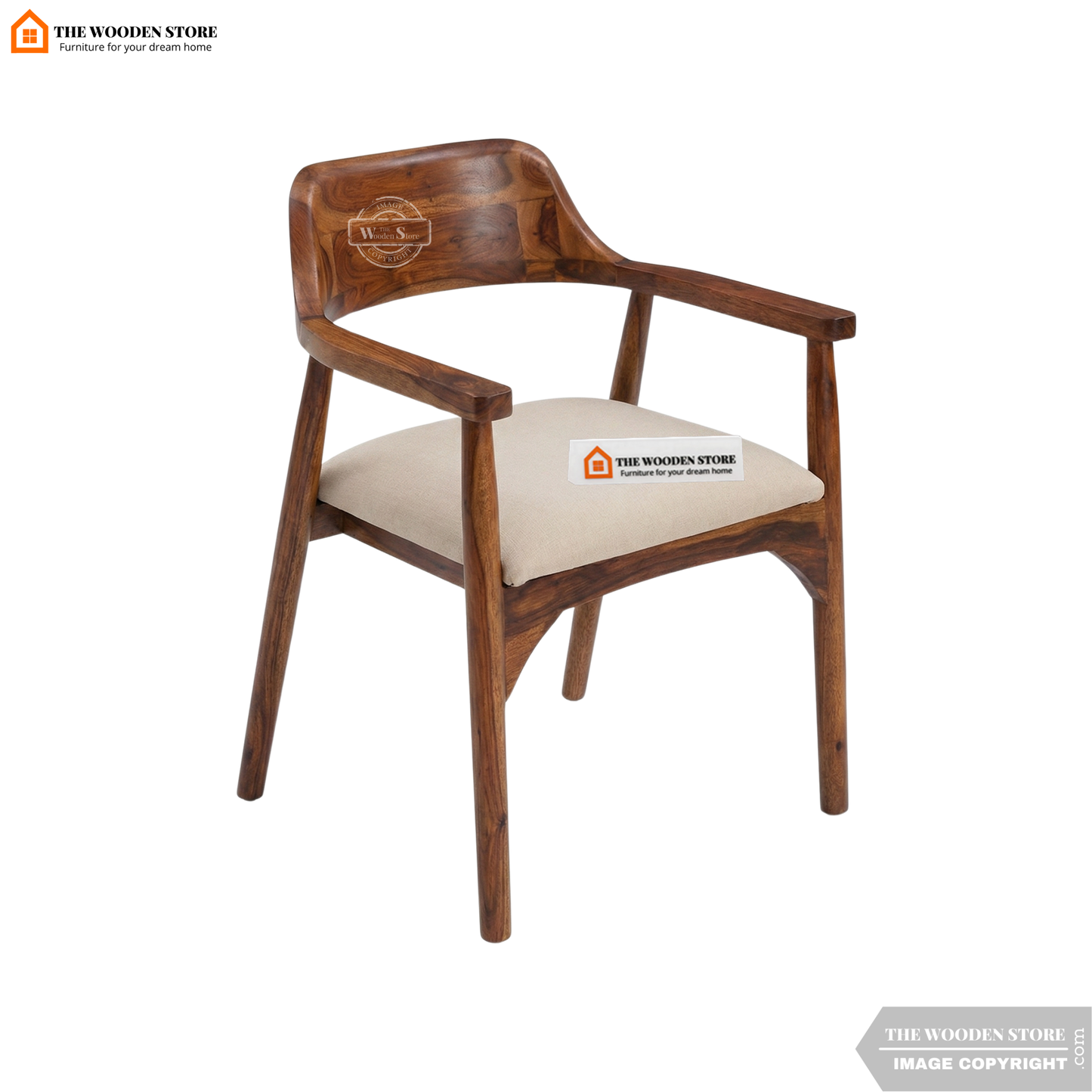 Audri Arm Dining Chair (Honey Finish)