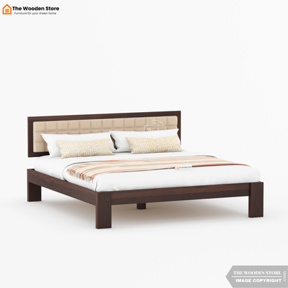 Halis Upholstered Bed without Storage (King Size, Walnut Finish)