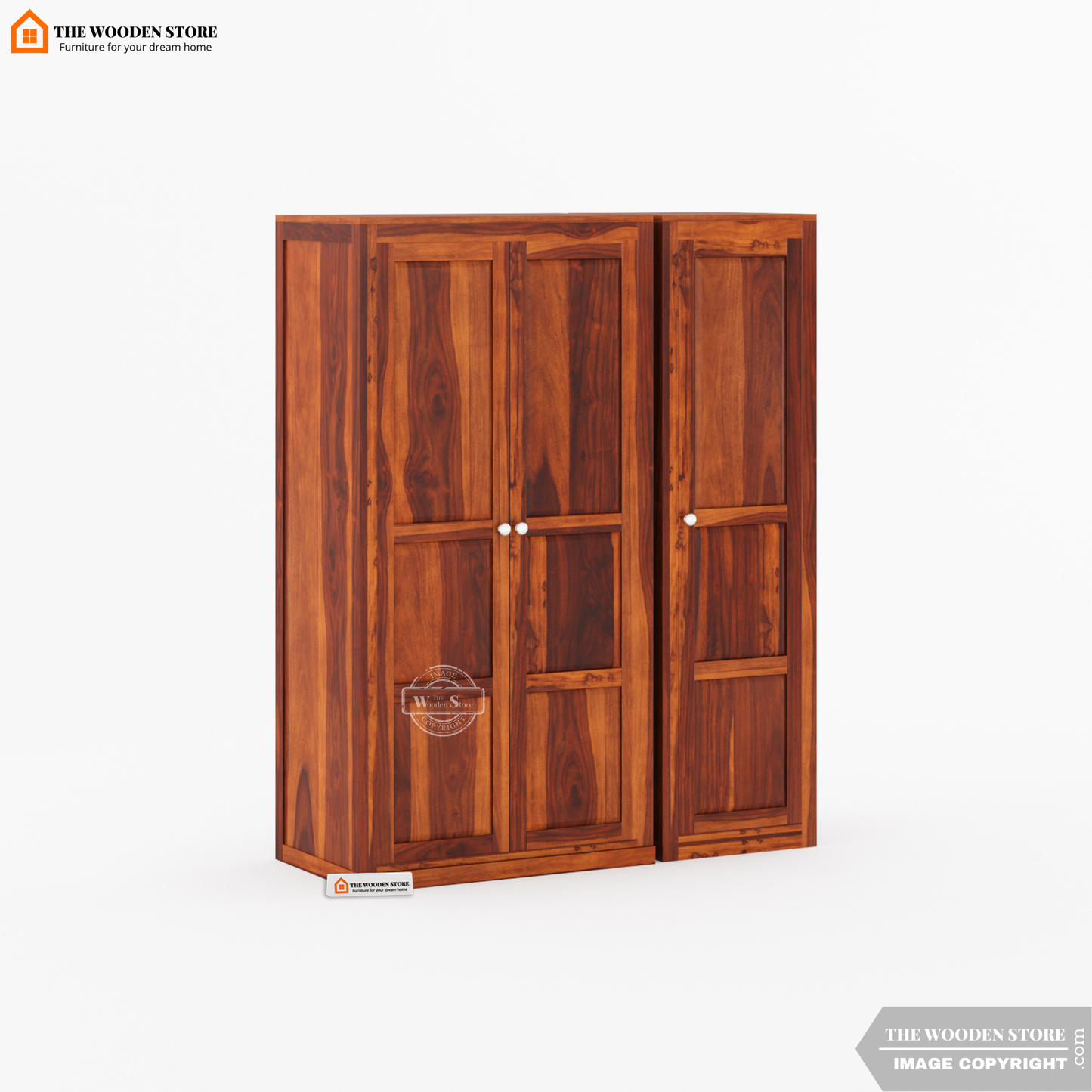 Oliver 3 Door Multi-Utility Wardrobe (Honey Finish)