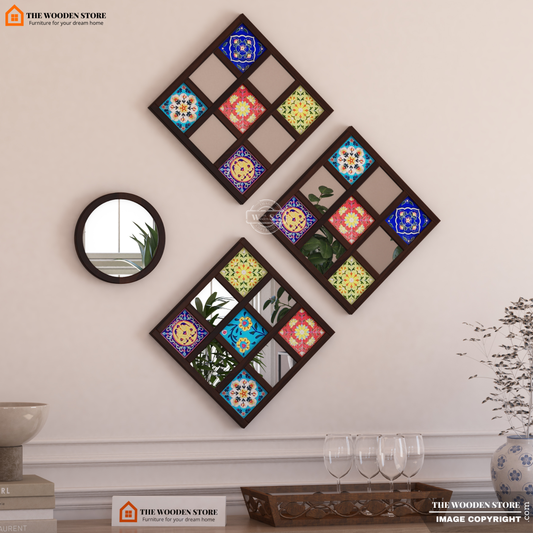 Bohemian Mirror Collage (Walnut Finish)