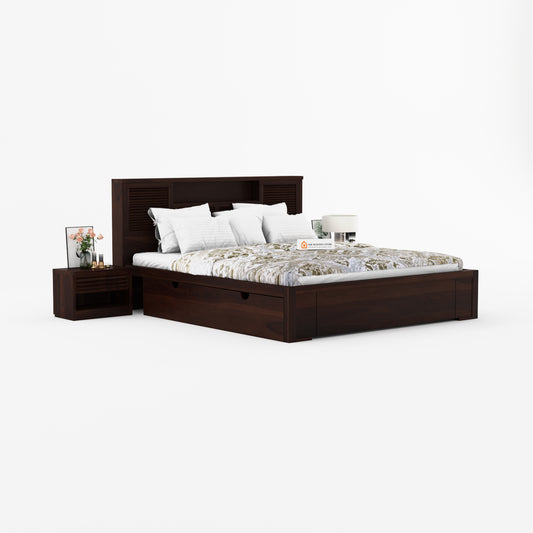Franklin Bed with Drawer Storage (King Size, Walnut Finish)