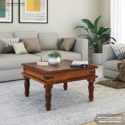 Bunny Coffee Table with Brass (Honey Finish)