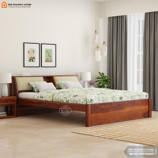 Walker Bed without Storage (King Size, Honey Finish)