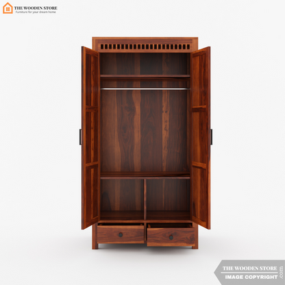 Donald 3 Door Multi-Utility Wardrobe (Honey Finish)