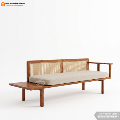 Donner Bench With Cane Back Rest (Honey Finish)