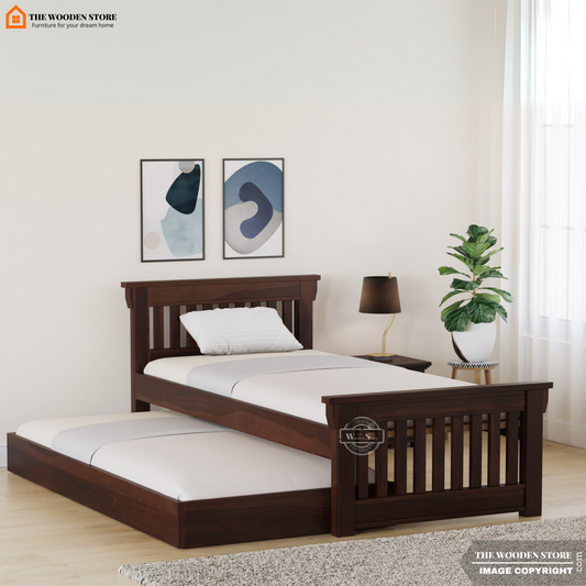 Kiara Trundle Bed (Walnut Finish)