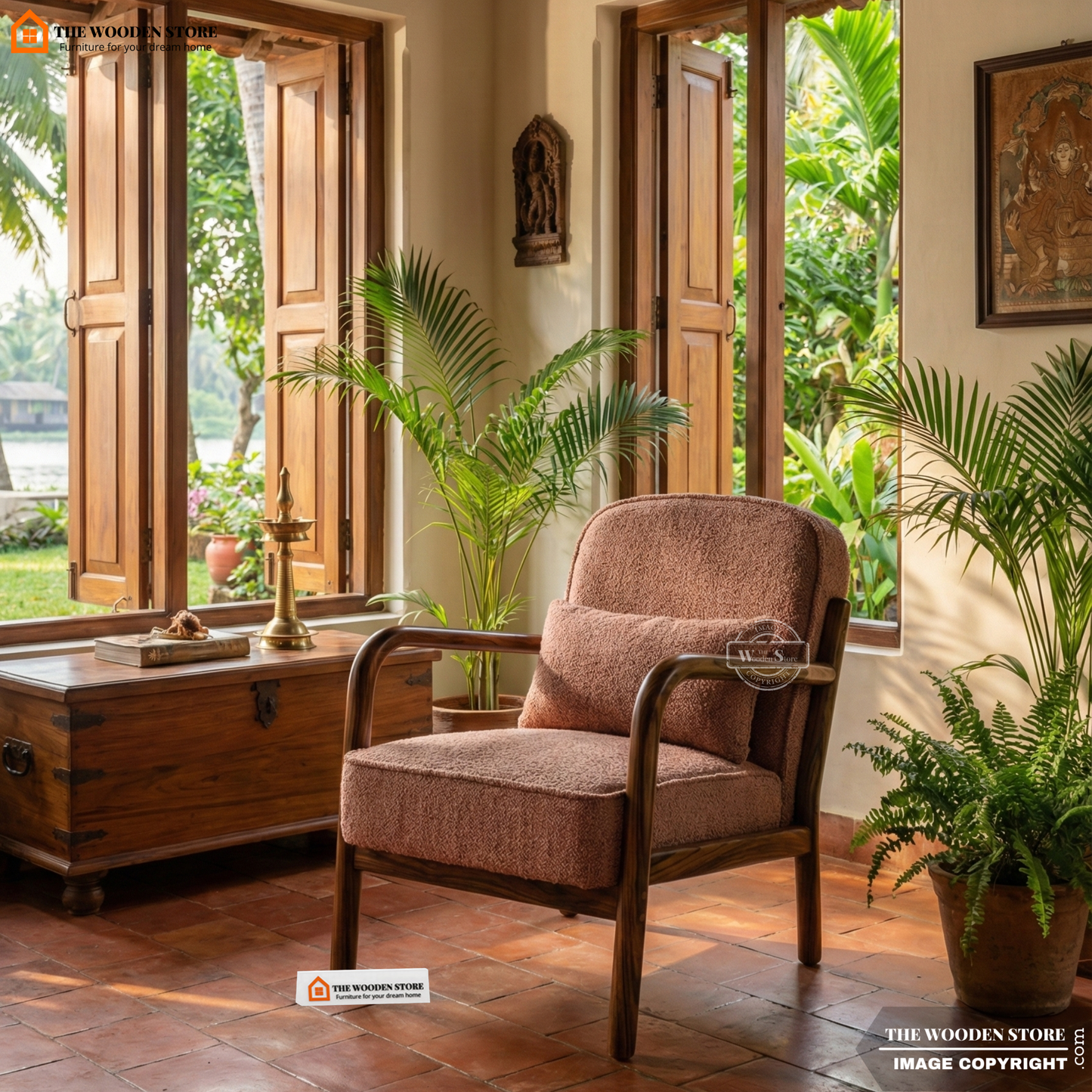 Denora Arm Dining Chair (Honey Finish)