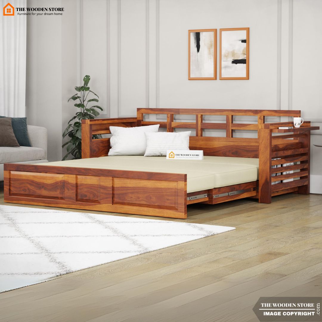 Casper Sofa Cum Bed (Queen Size, Honey Finish)