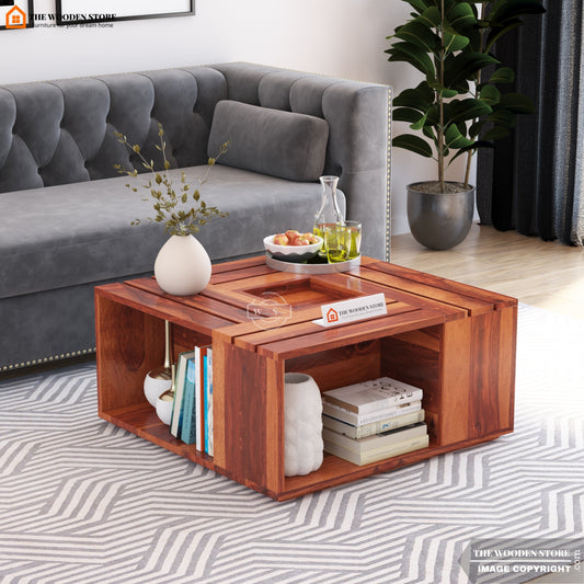 Korbin Coffee Table with Centre Storage (Honey Finish)