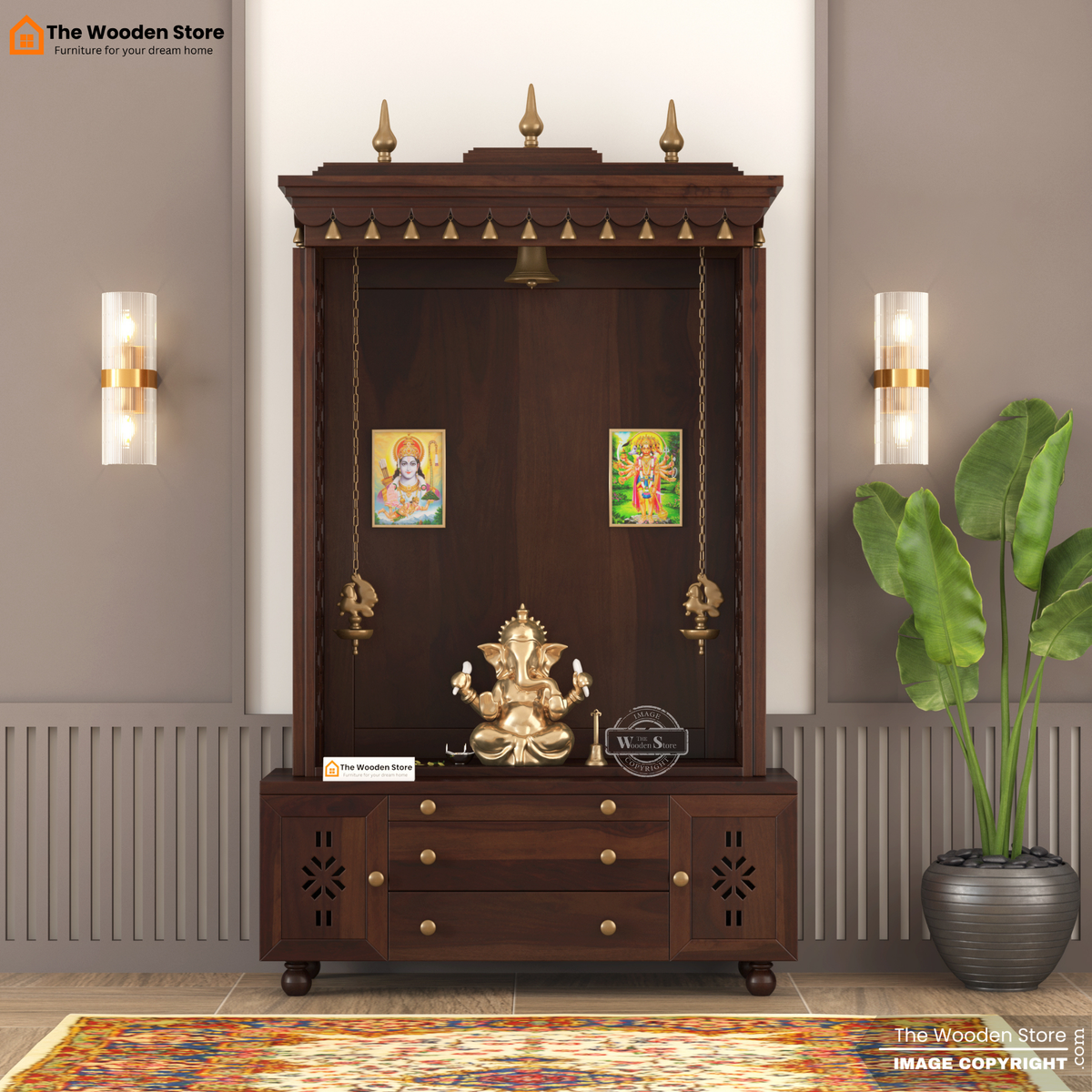 Udaya Home Temple (Walnut Finish)