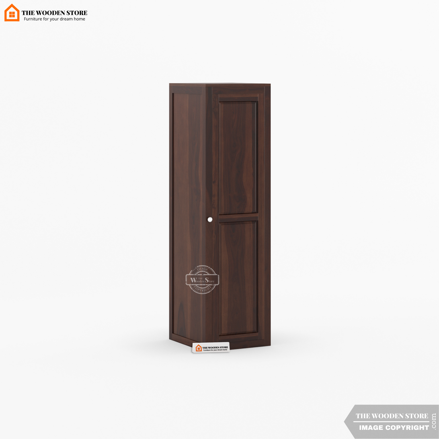 Mateo 1 Door Multi-Utility Wardrobe (Walnut Finish)