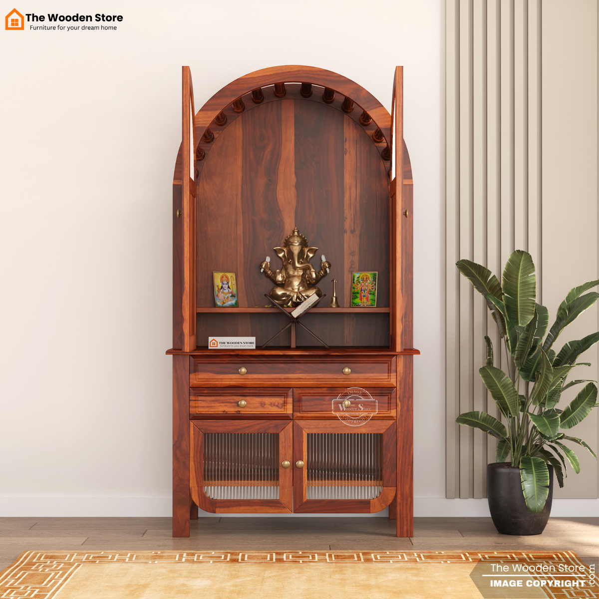 Akash Home Temple (Honey Finish)