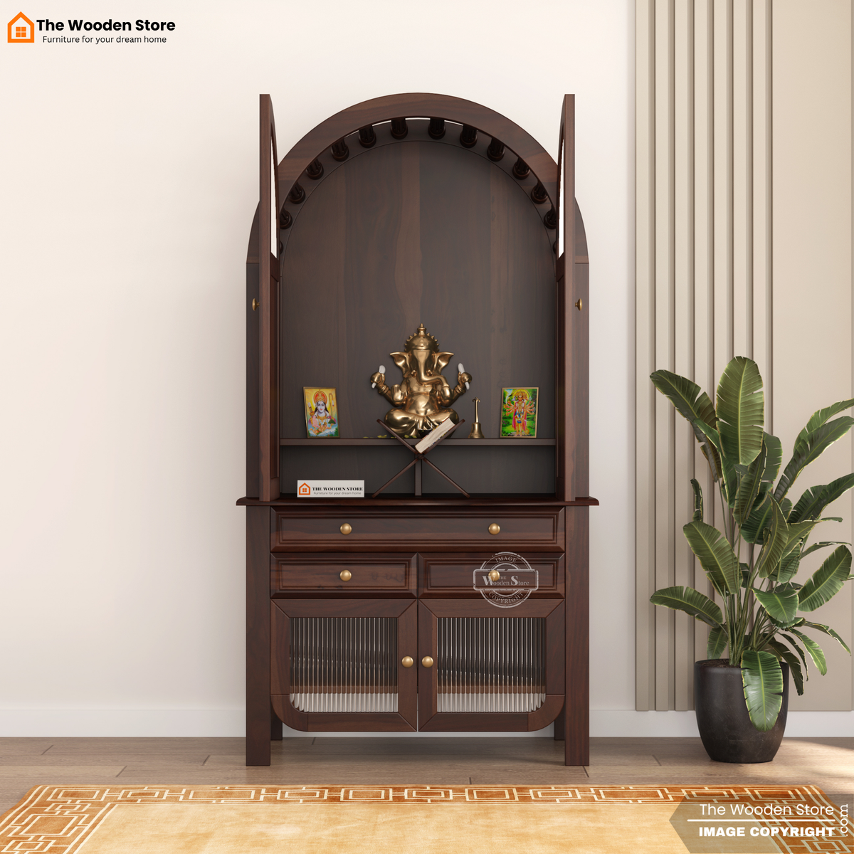 Akash Home Temple (Walnut Finish)