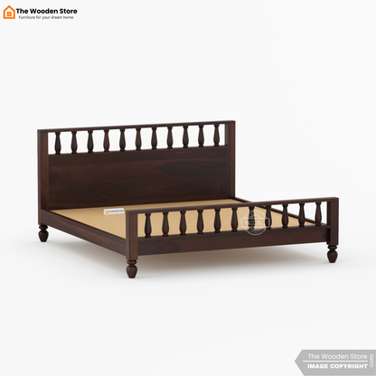 Albus Bed without Storage (King Size, Walnut Finish)