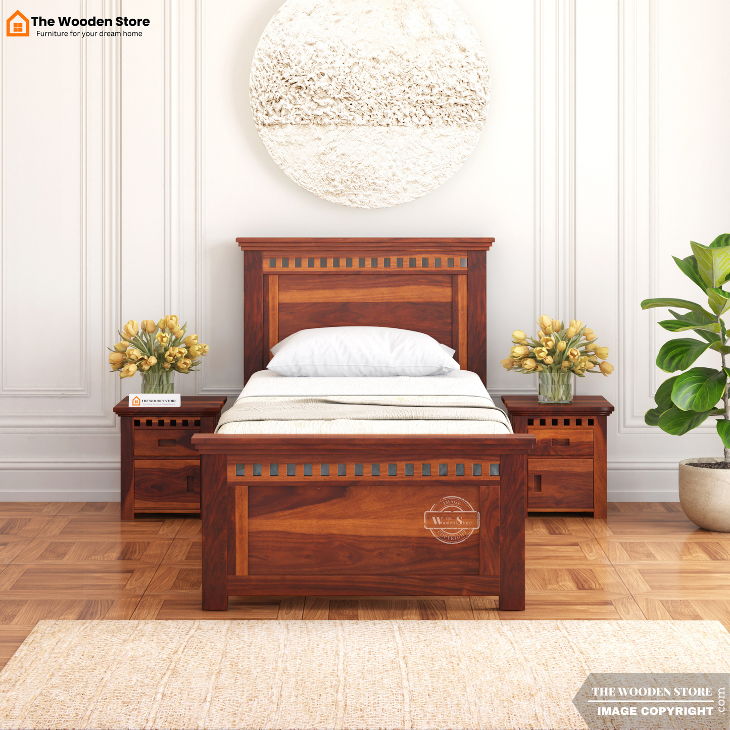 Donald Single Bed Without Storage (Honey Finish)