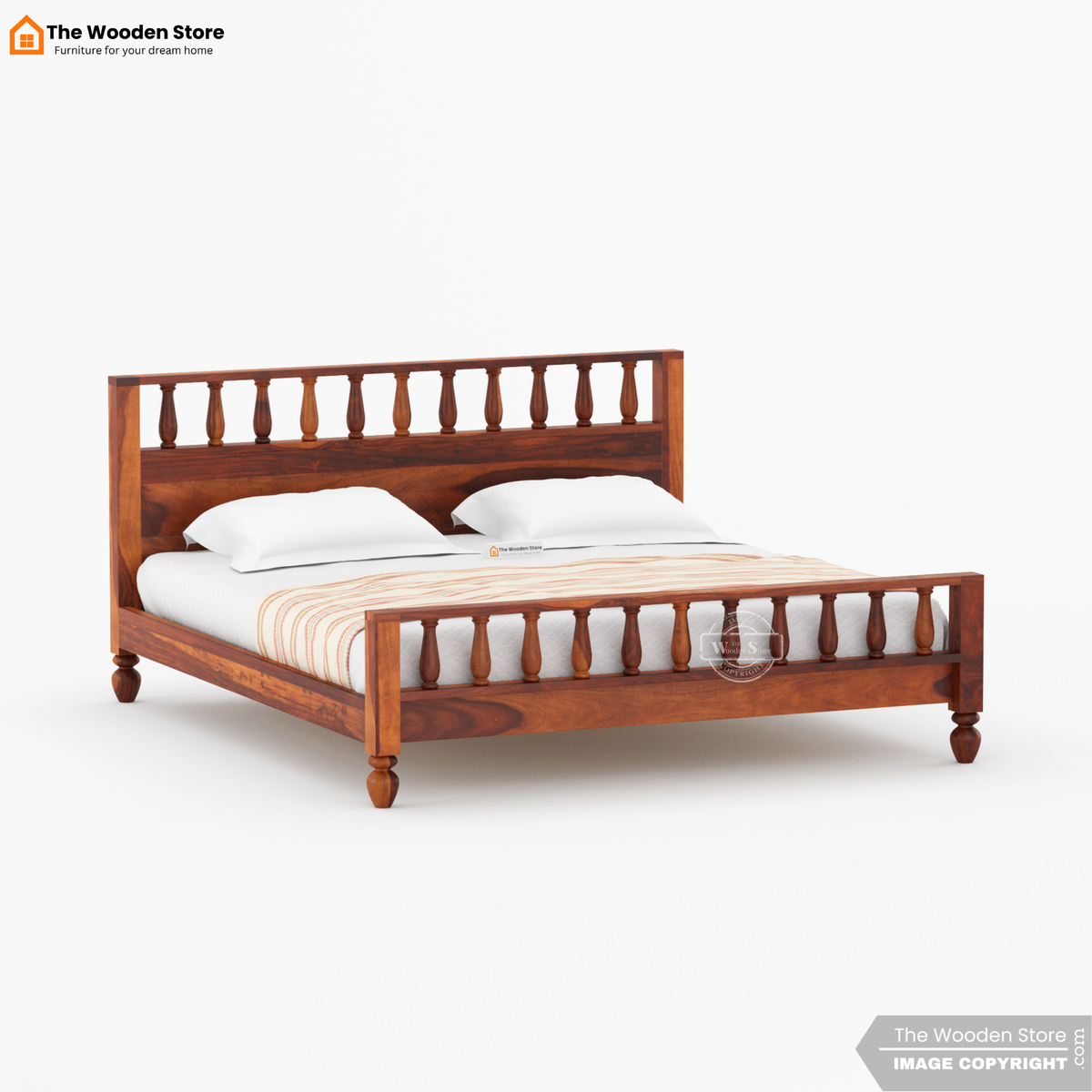 Albus Bed without Storage (King Size, Honey Finish)