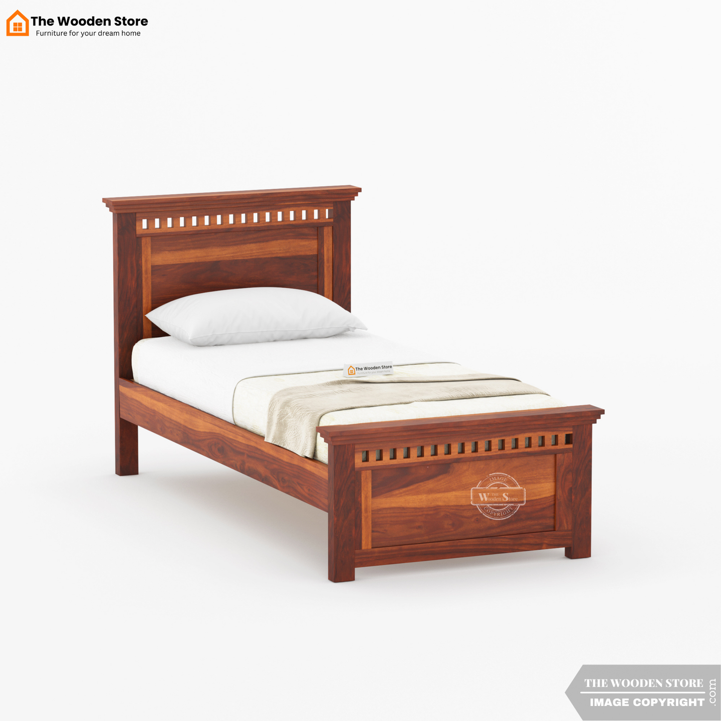 Donald Single Bed Without Storage (Honey Finish)